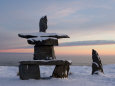 Inukshuk, Inuit Stone Landmark, Churchill, Hudson Bay, Manitoba, Canada