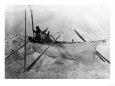 Eskimo in Boat made with Skins called an Omiak Photograph - Alaska